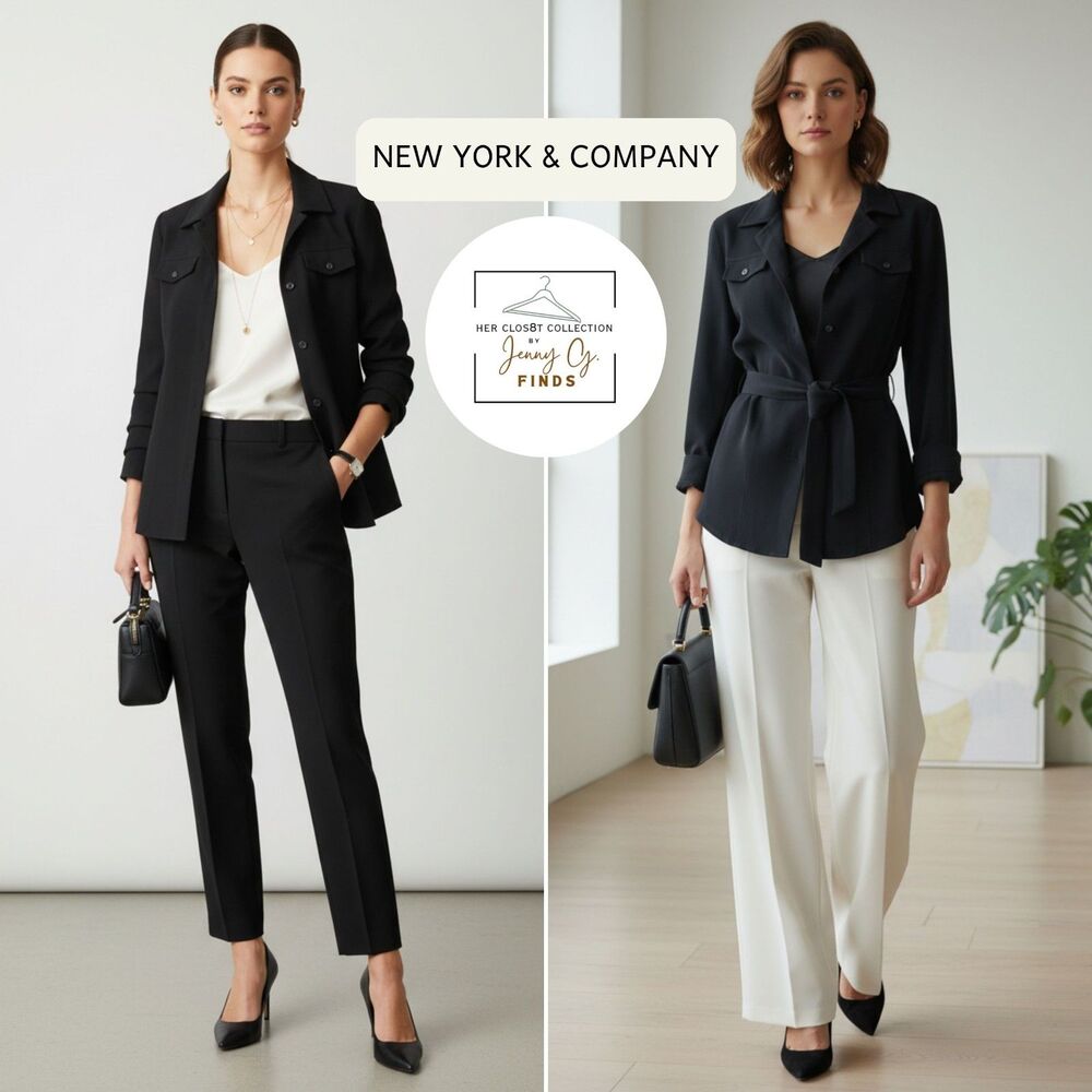New York & Company Chest Pocket Solid Black Lightweight Black Blazer Jacket Sml